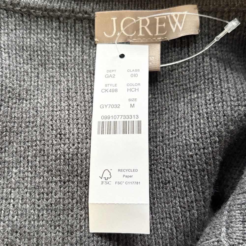 J Crew Marielle cropped cardigan grey cotton pockets double breasted Sz M NEW - Picture 7 of 13